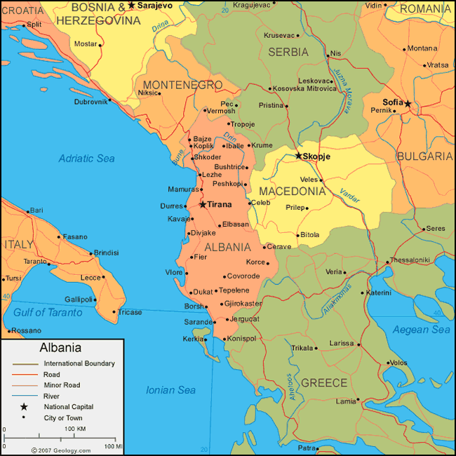 albania political map