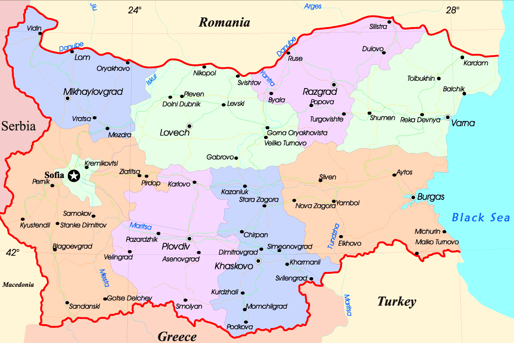 map of bulgaria