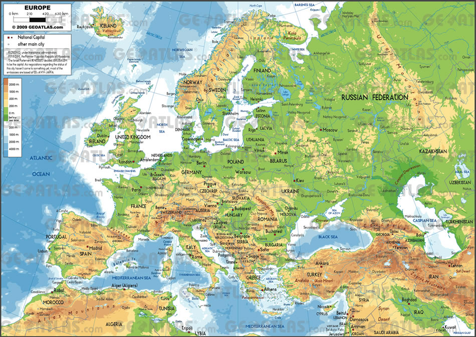 europe Physical Map
