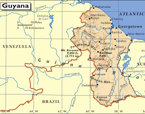 Georgetown Guyana Map. 