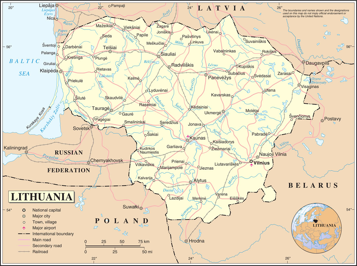 map of Lithuania