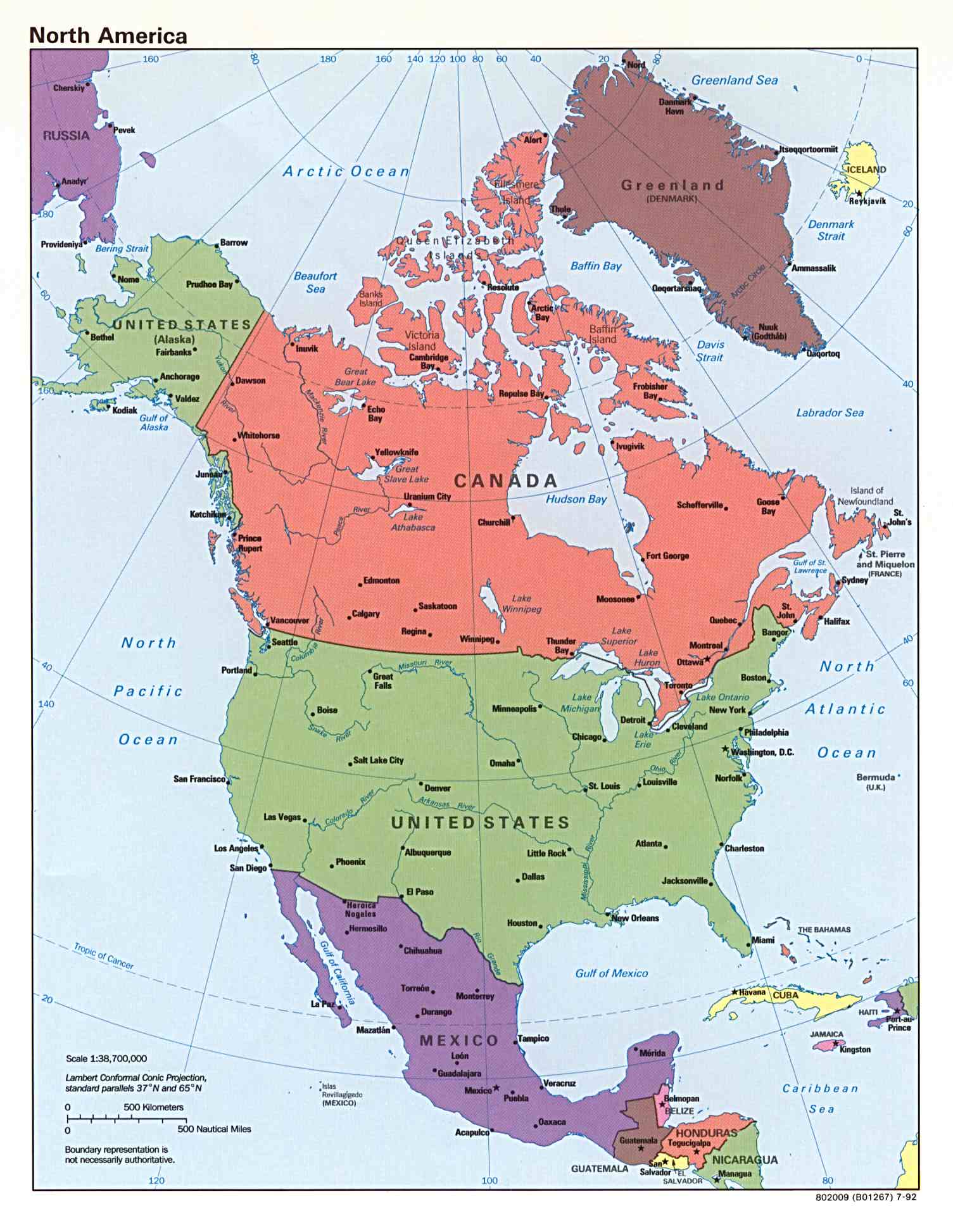 North America countries map