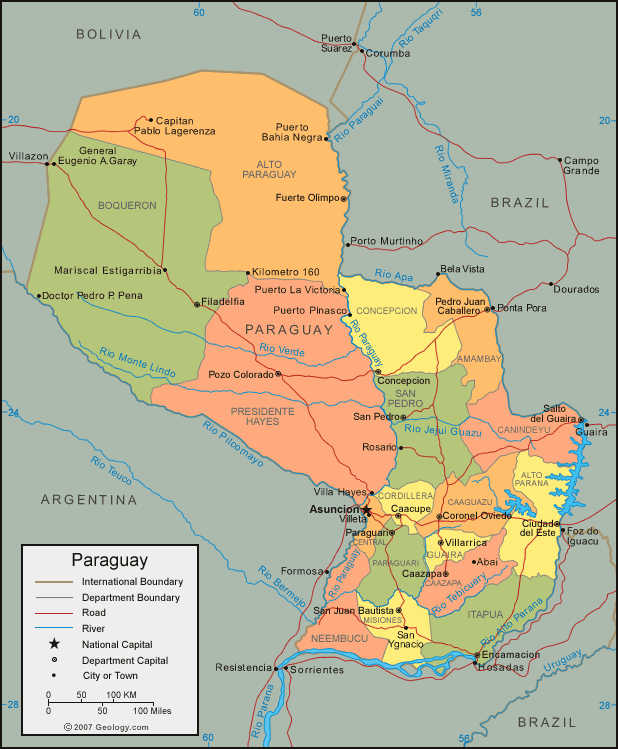paraguay political map