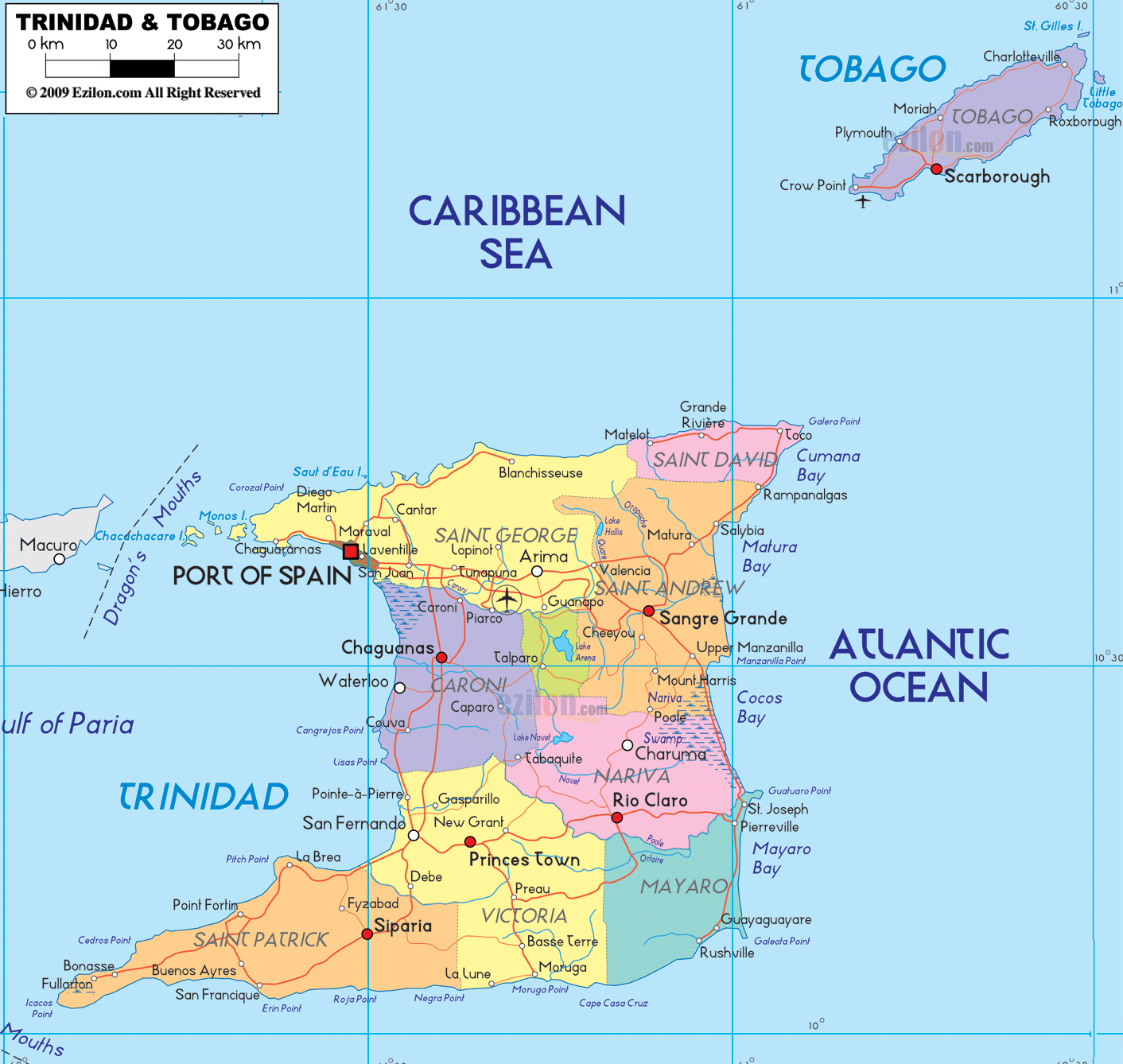 political map of Trinidad