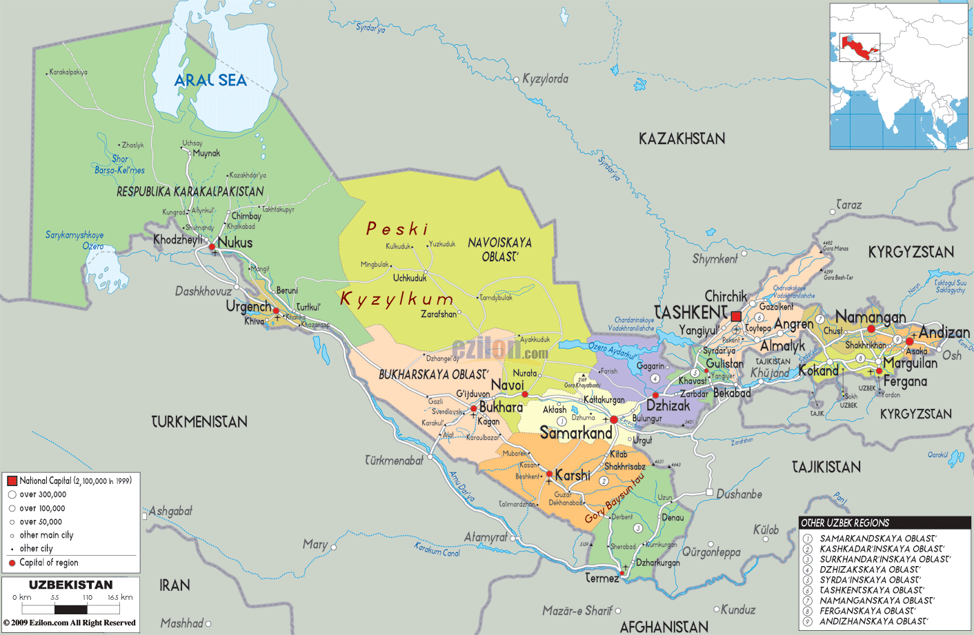 Uzbekistan political map
