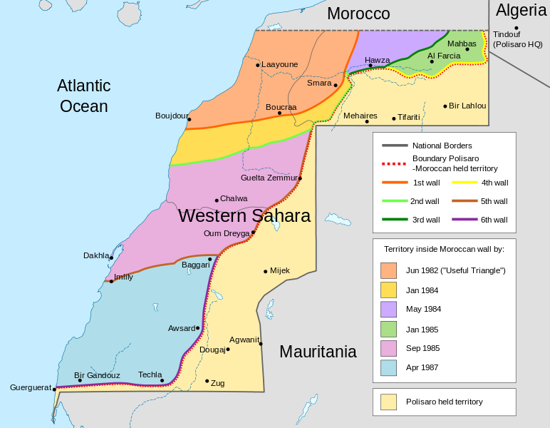 Western sahara moroccan map