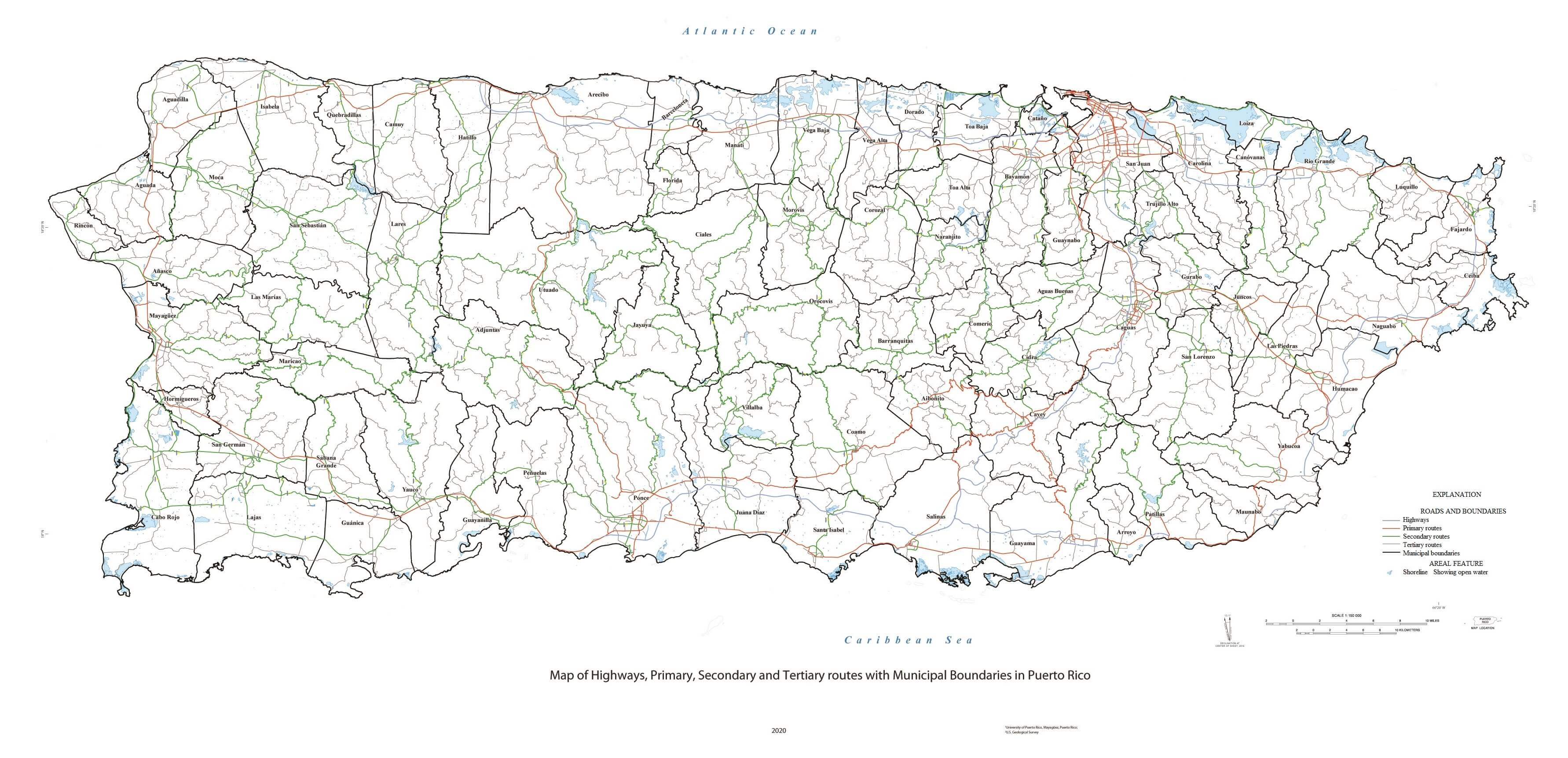 Puerto Rico road network map