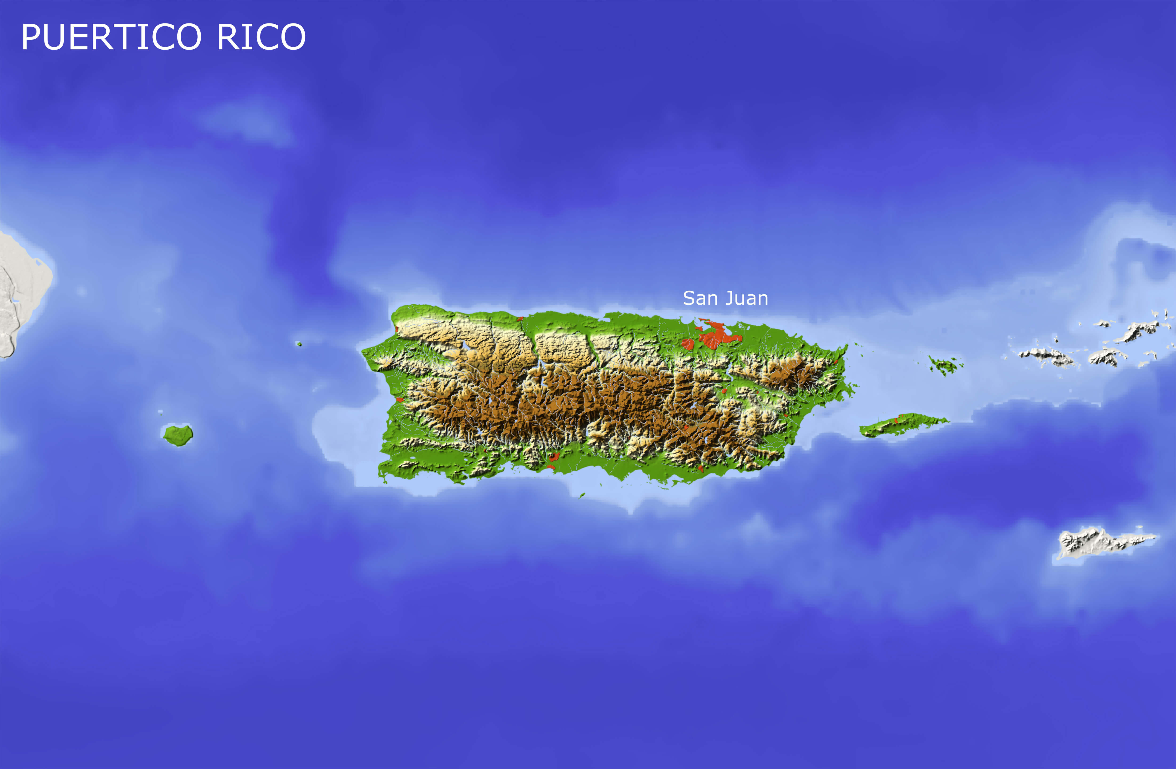 Puerto Rico satellite map
