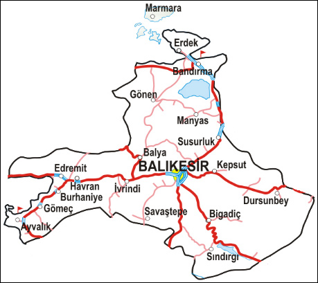Bandirma Map, Balikesir