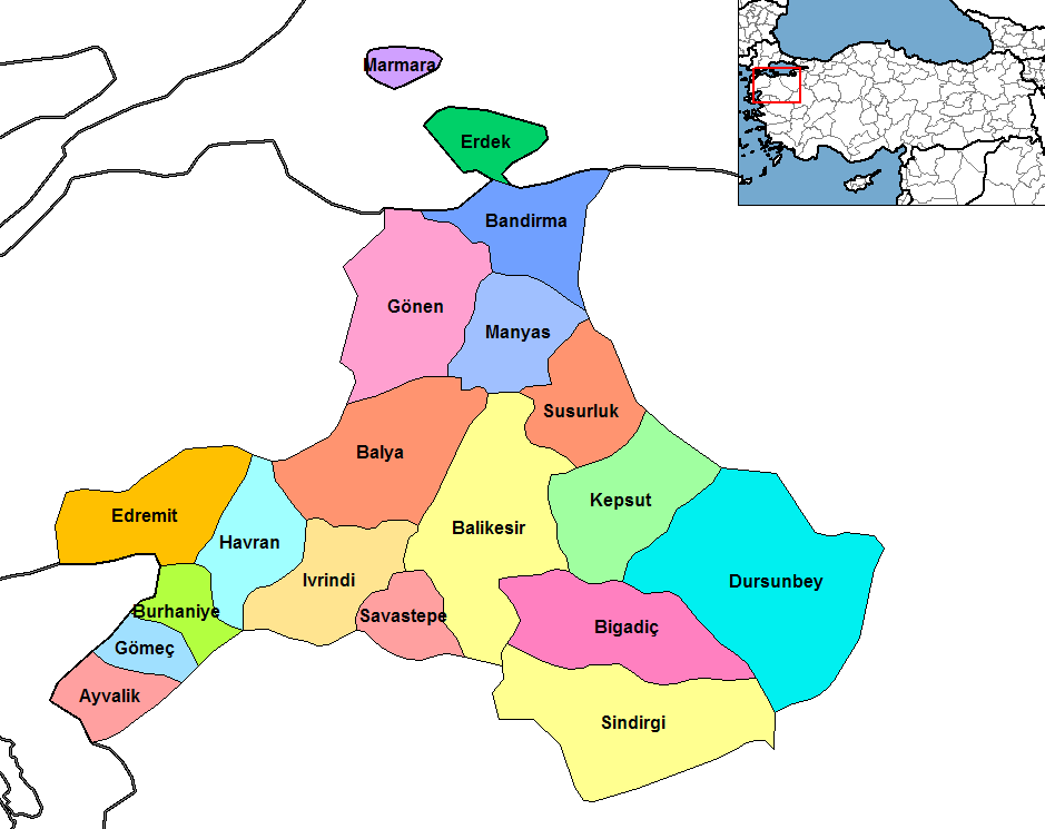 Burhaniye Map, Balikesir