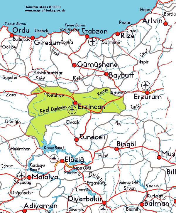 Kemah Map, Erzincan