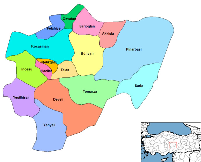 Yesilhisar Map, Kayseri