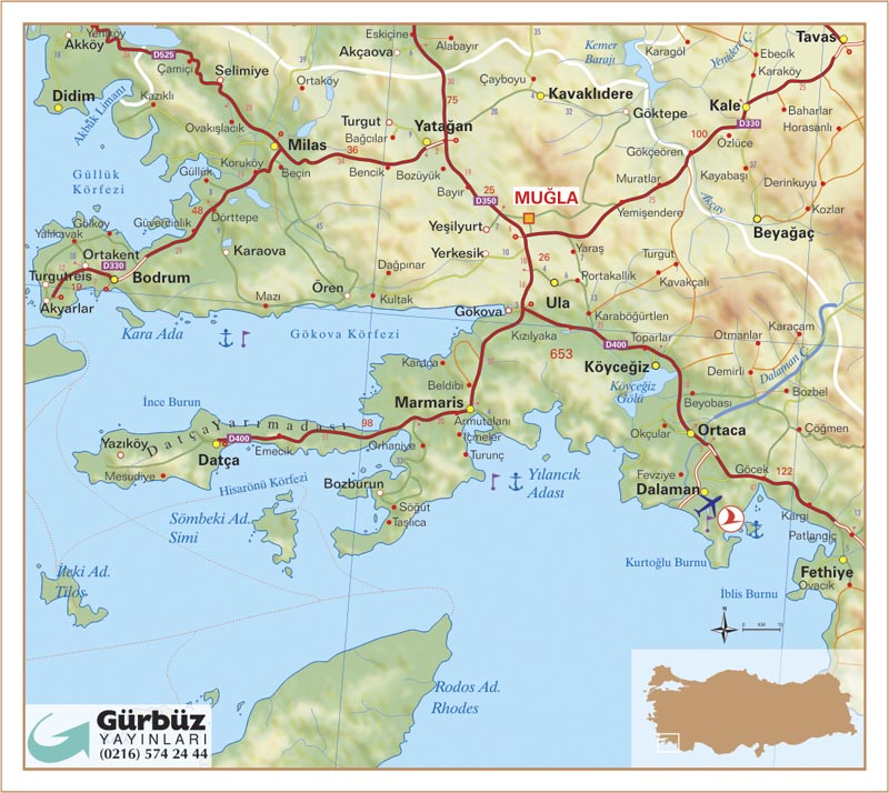 Ortaca Map, Mugla