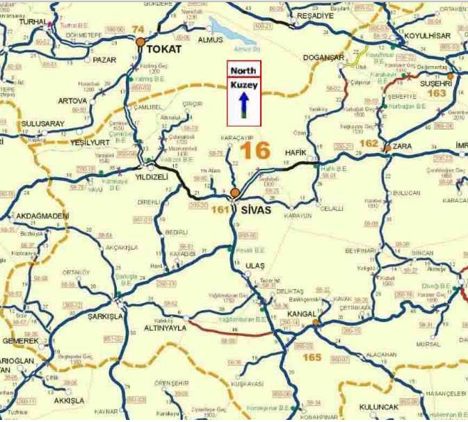 sulusaray Map, Tokat