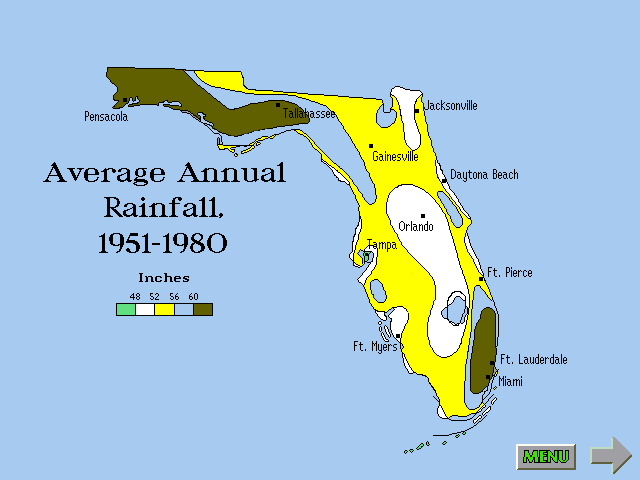 Florida Average Rainfall Map - Florida Average Rainfall 