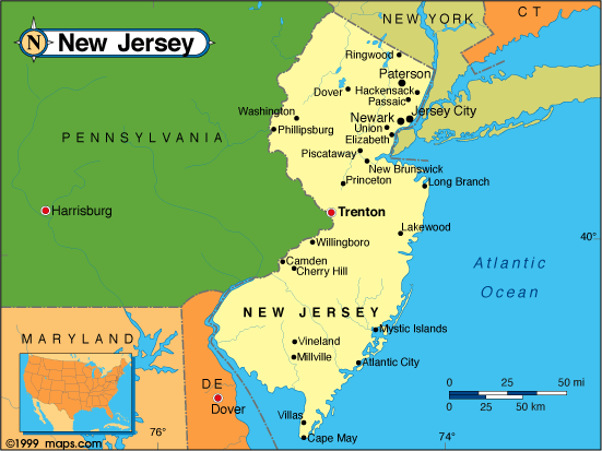 Nj Pa Border Map New Jersey Map