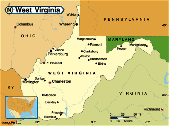 west virginia map