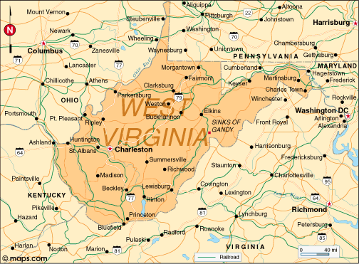 west virginia political map