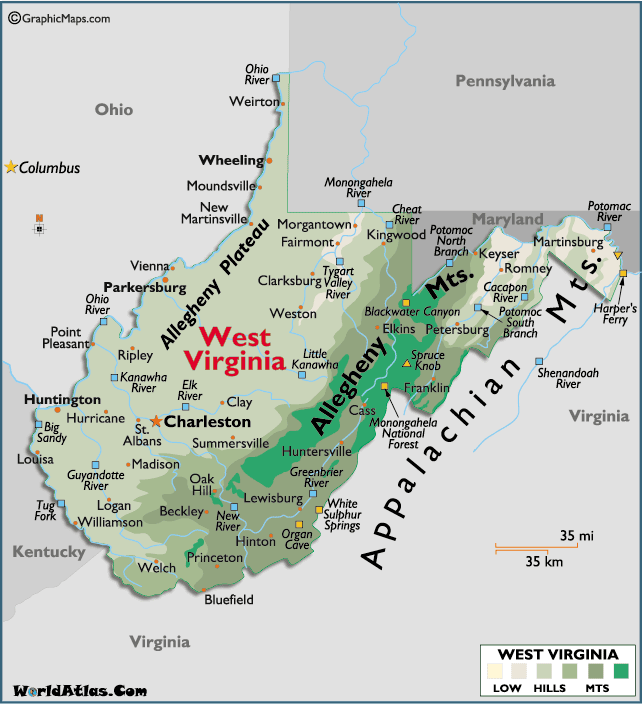 west virginia map