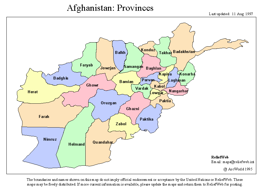afghanistan map provinces