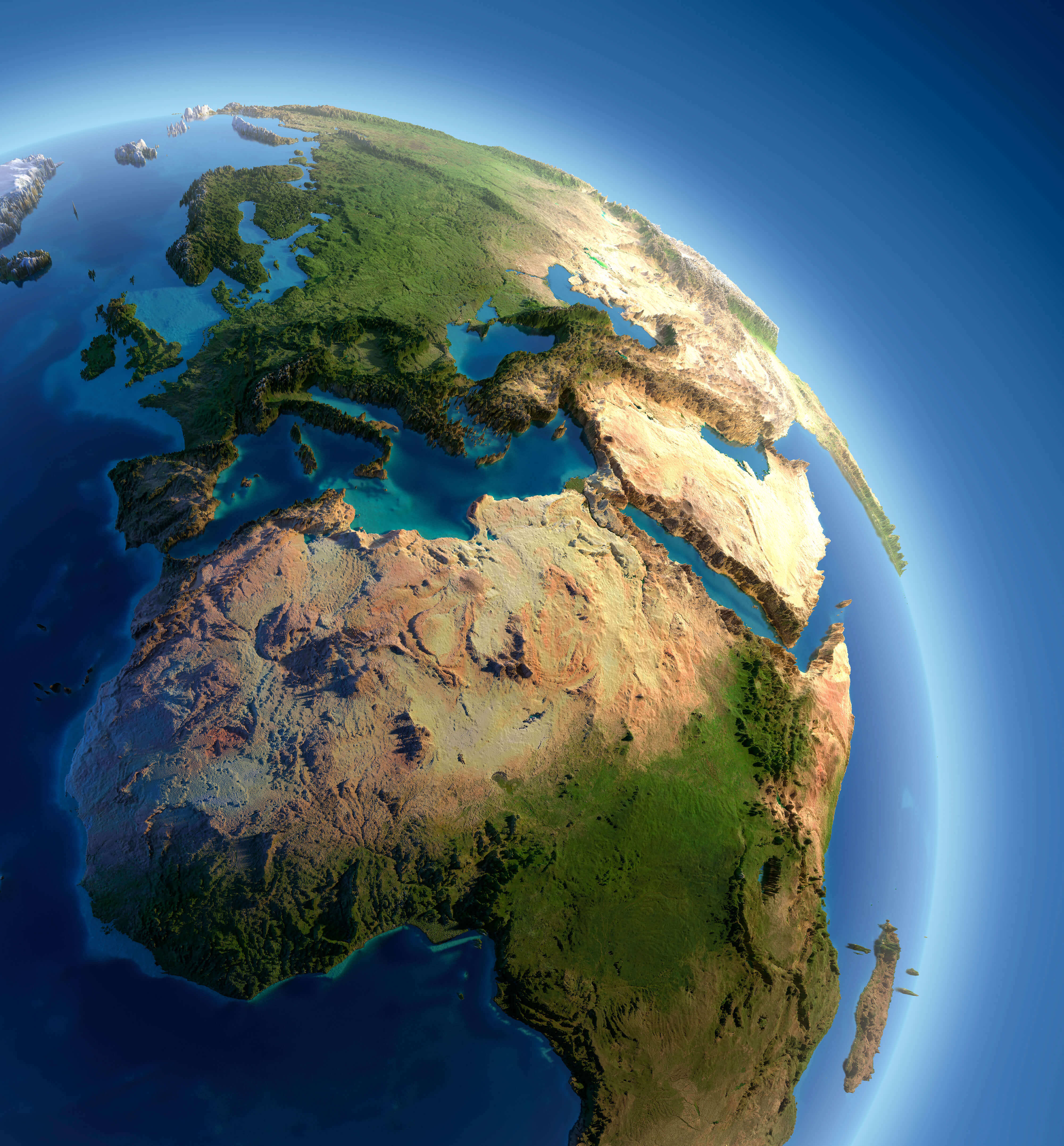 Africa Earth with High Relief Map