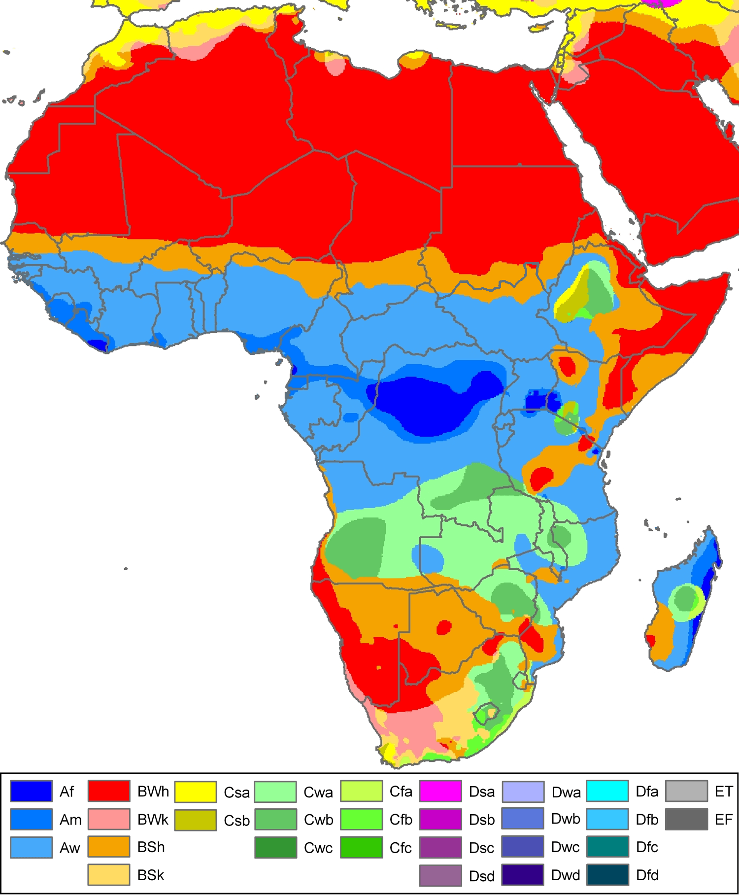 Africa koppen climate classification map