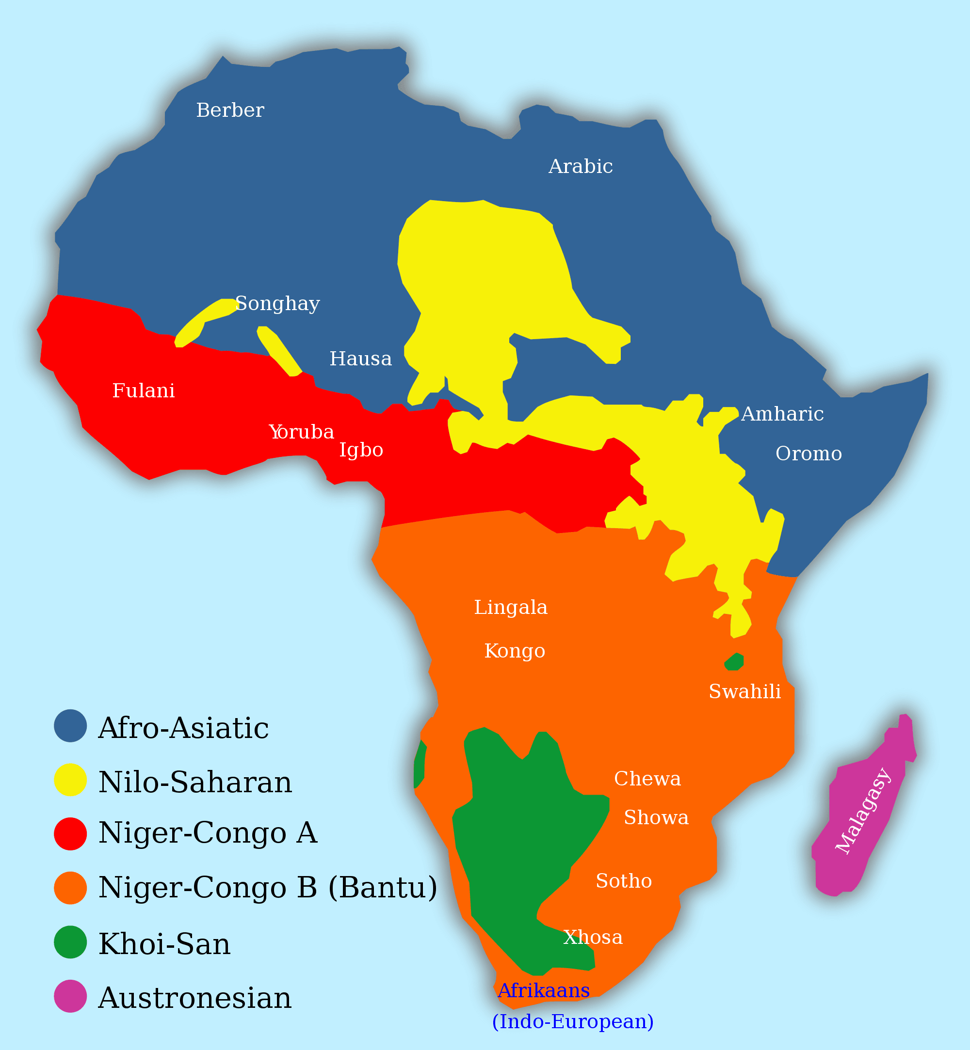 Africa language families map