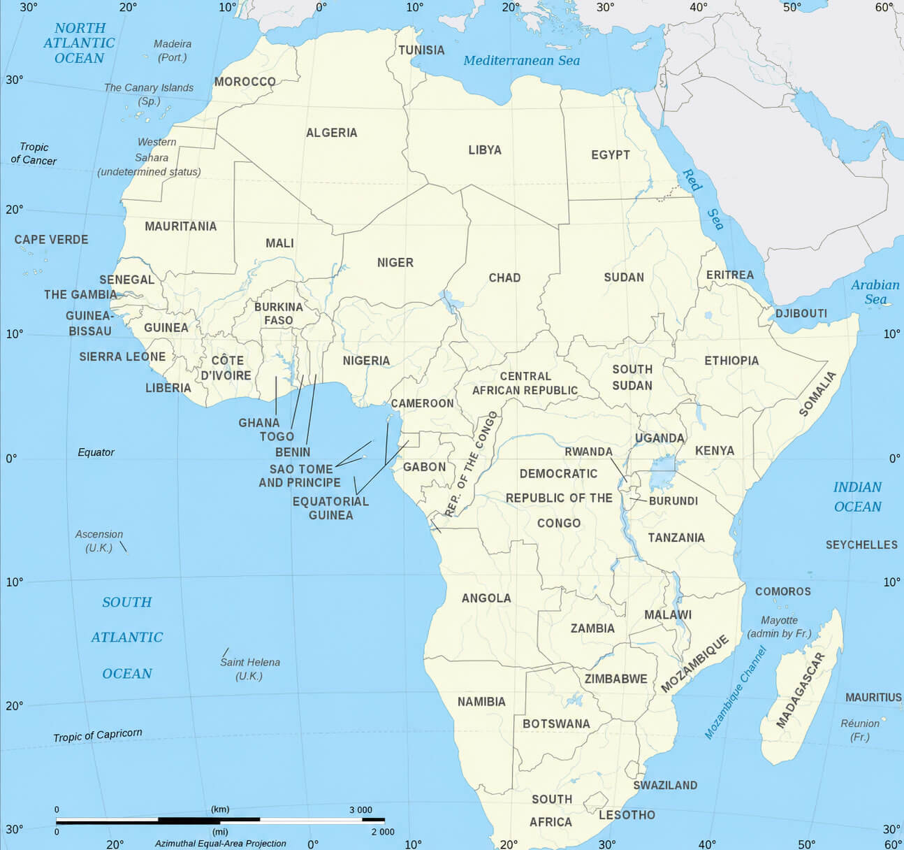 African countries political boundary map