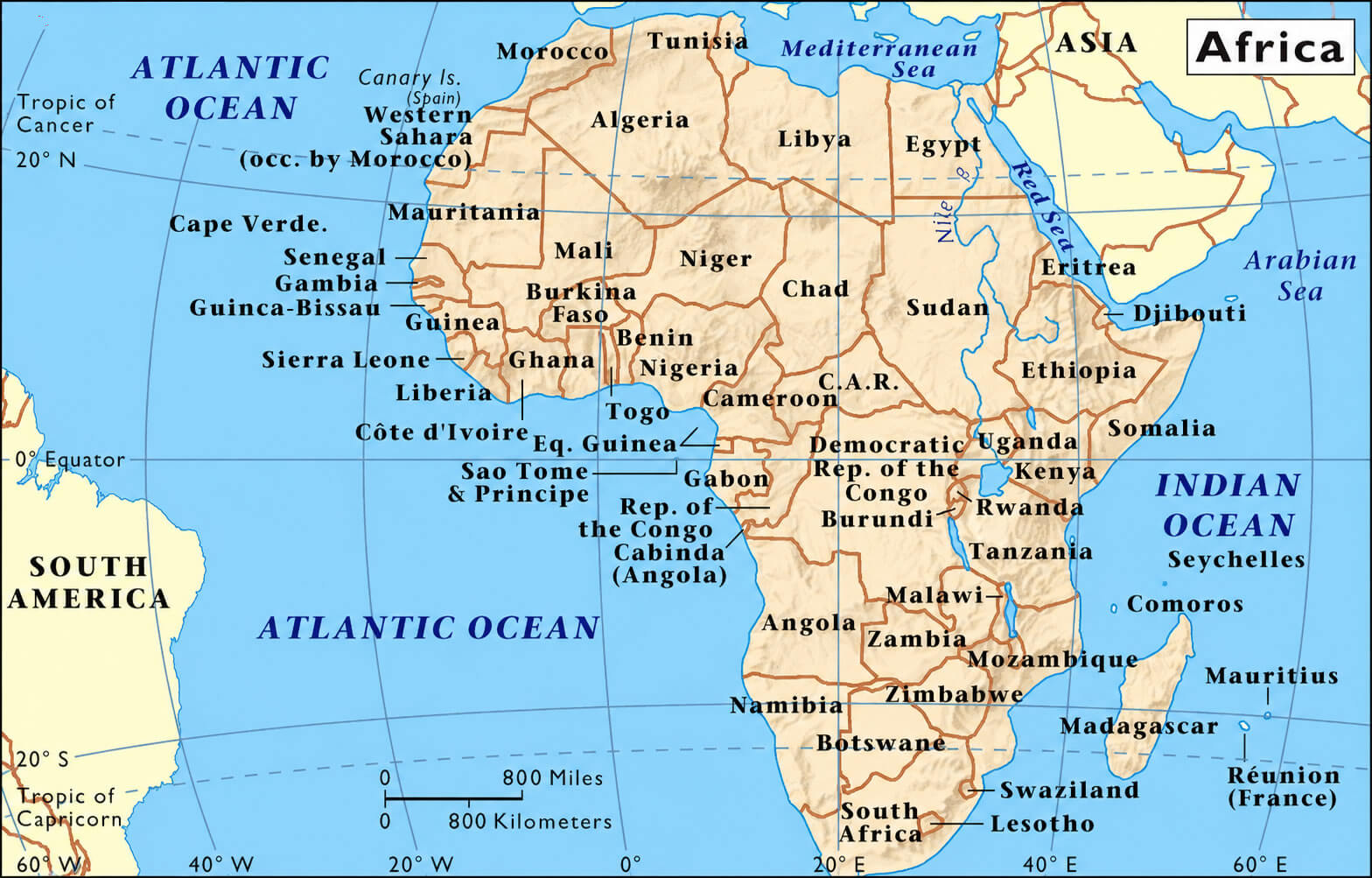 Simple Africa reference map
