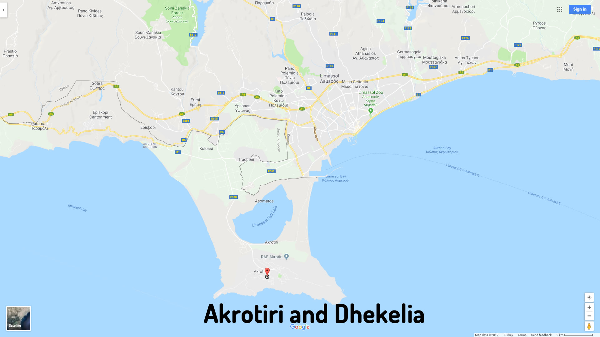Dhekelia map cyprus