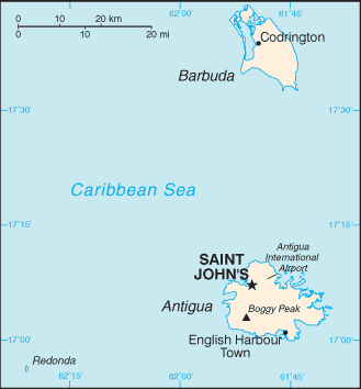 Antigua Barbuda Cities Map 2005