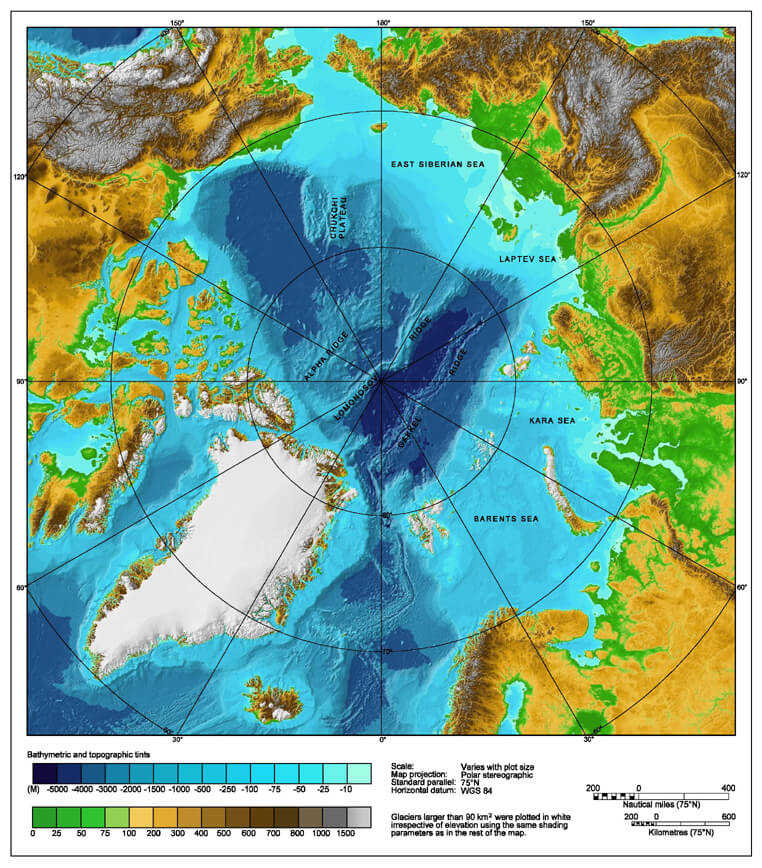 Arctic Topography Bathymetry Map