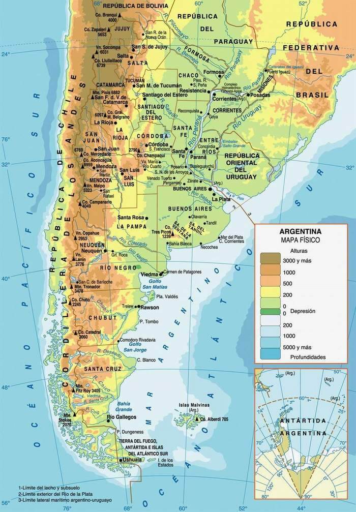 Argentina Physical Map South america