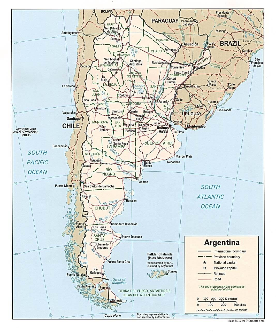 Argentina Political Map 1996