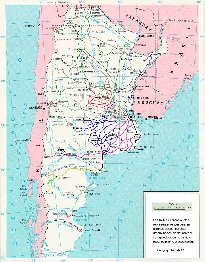 Argentina Railway network Map