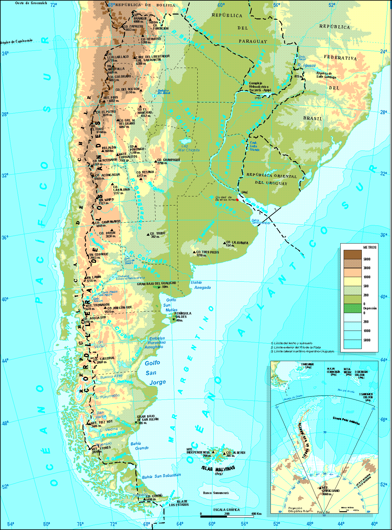 Altitude Map of Argentina
