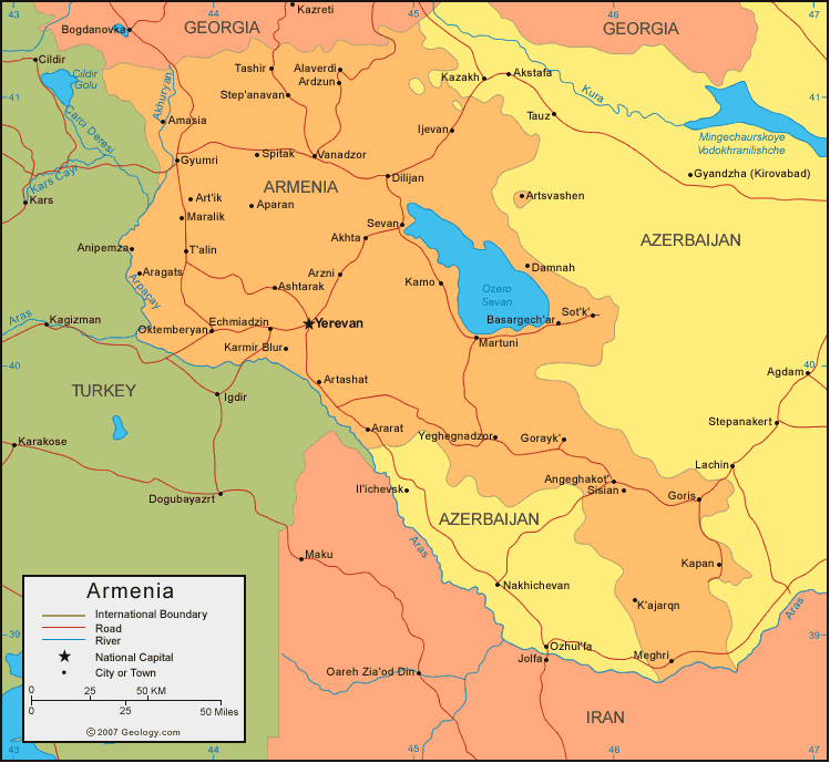 Country Map of Armenia