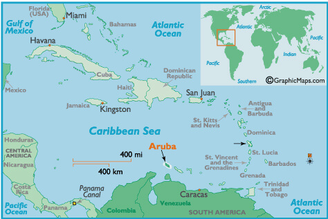 where is aruba on the map Caribbean Map Aruba