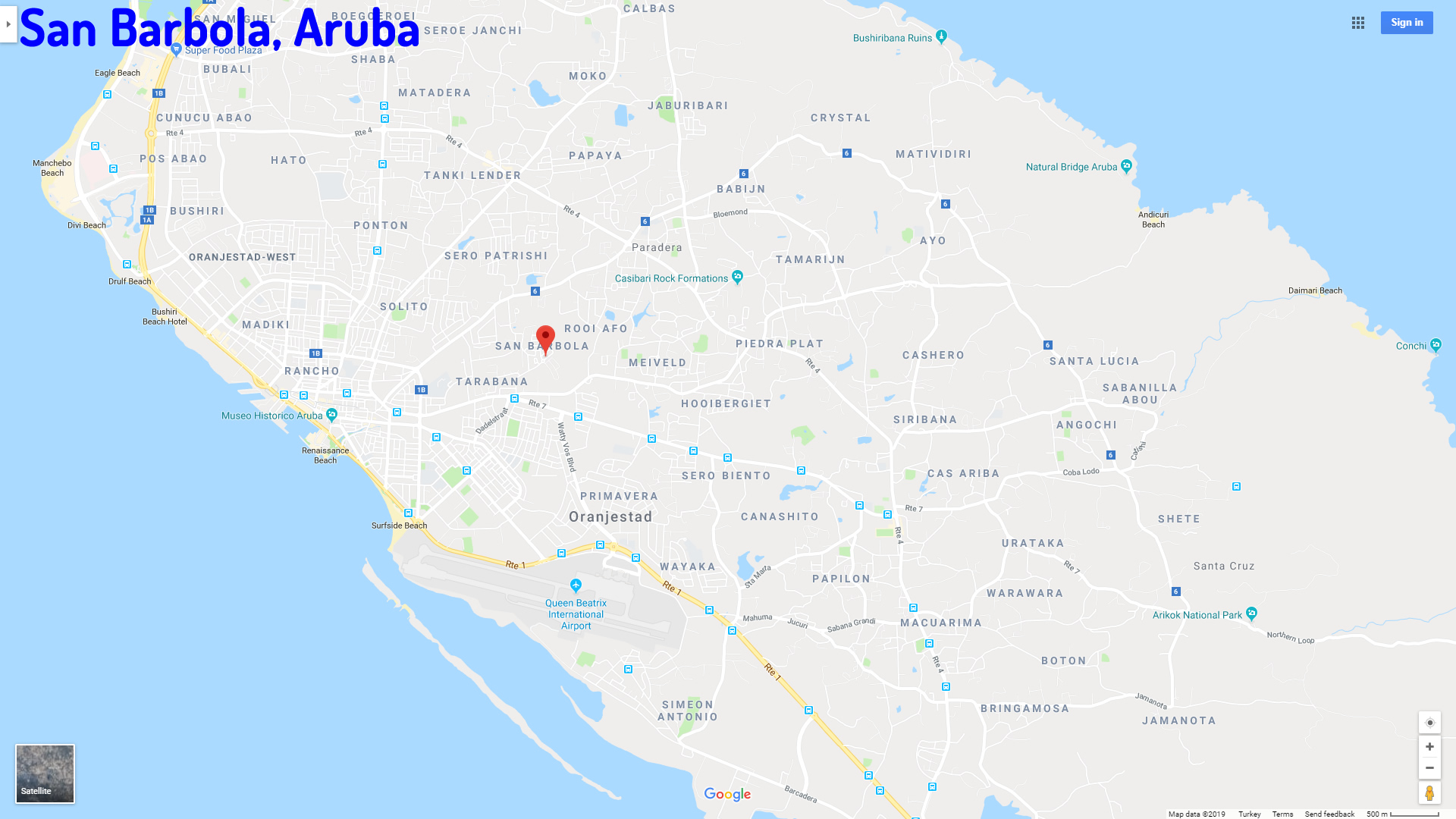 San Barbola map Aruba