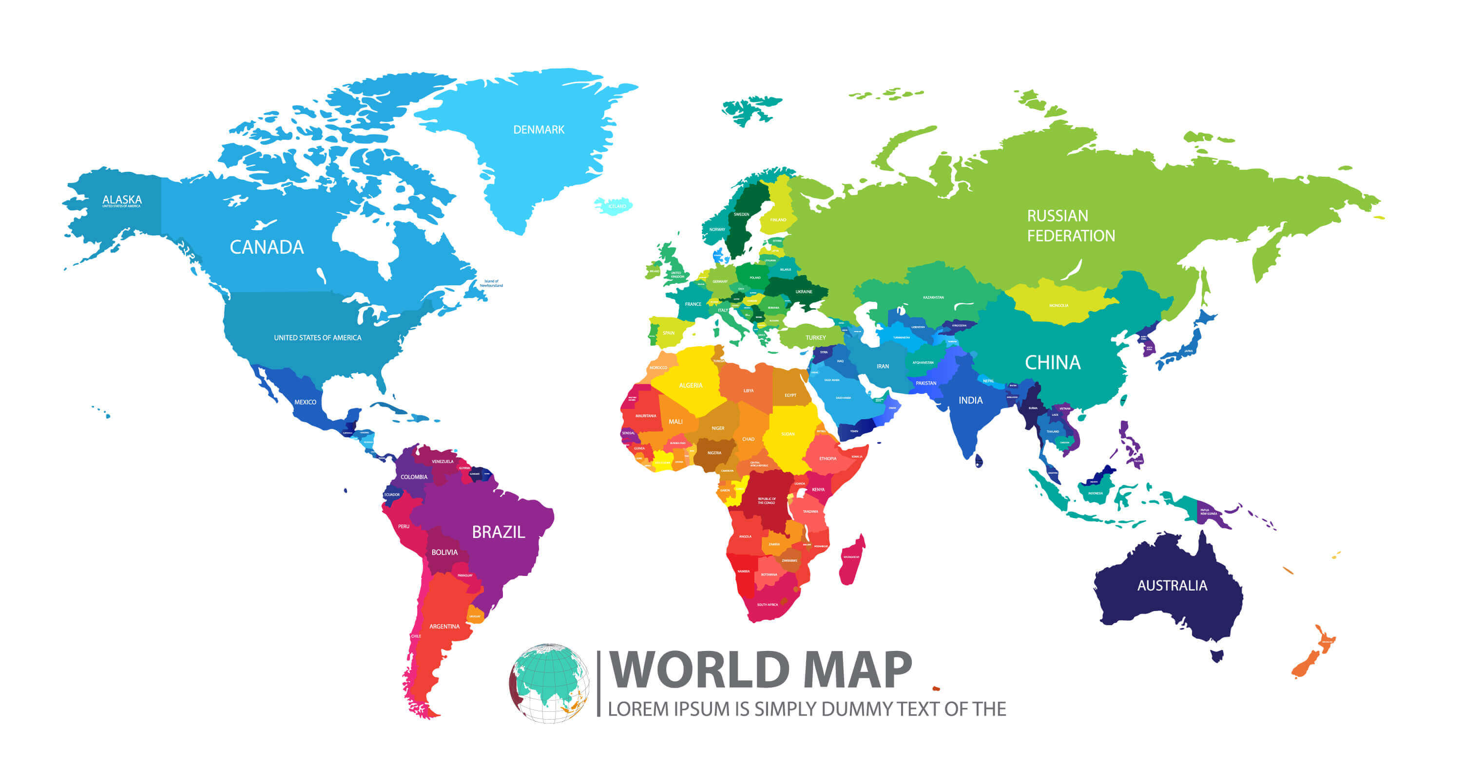 World Map with Asian Countries