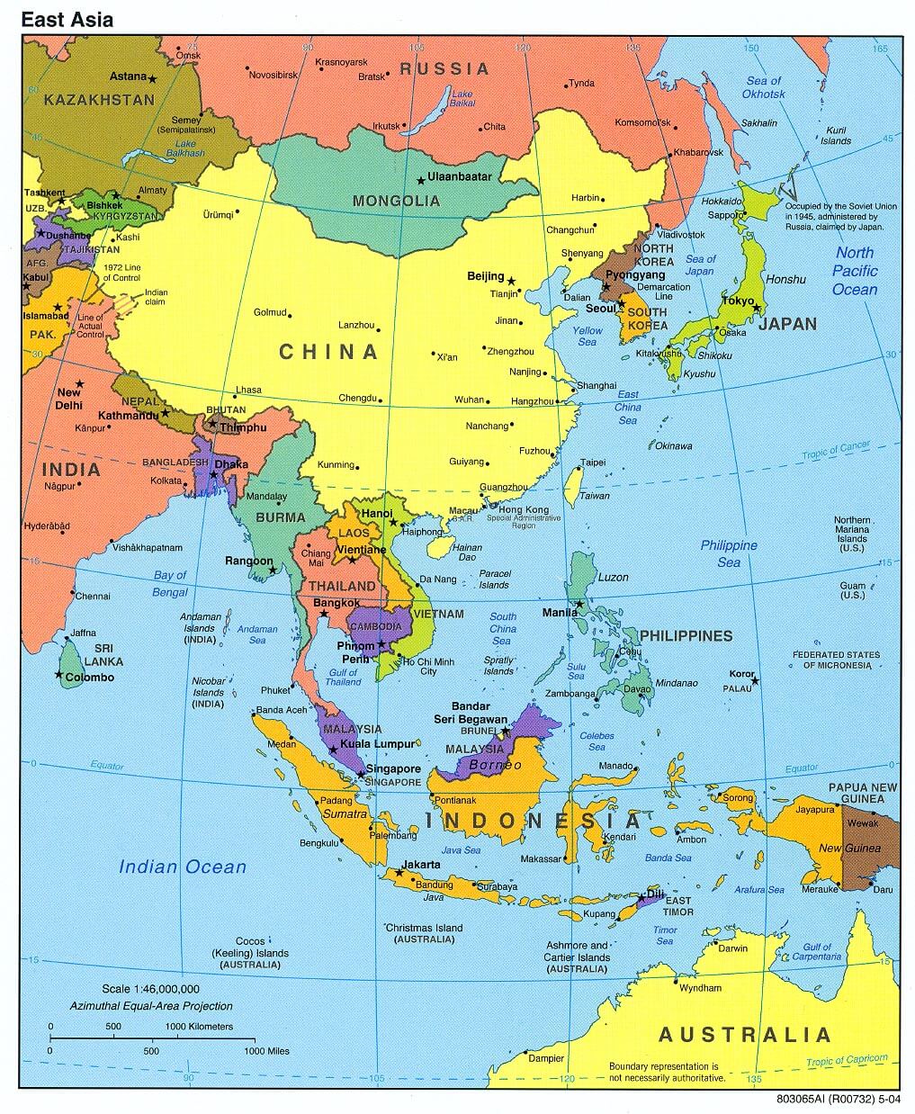 east asia political map 2004