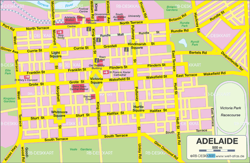 donwtown map of Adelaide