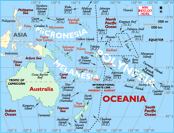 Australia Map Ocenia