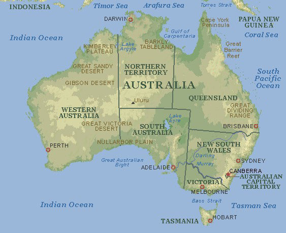 Australia Physical Map