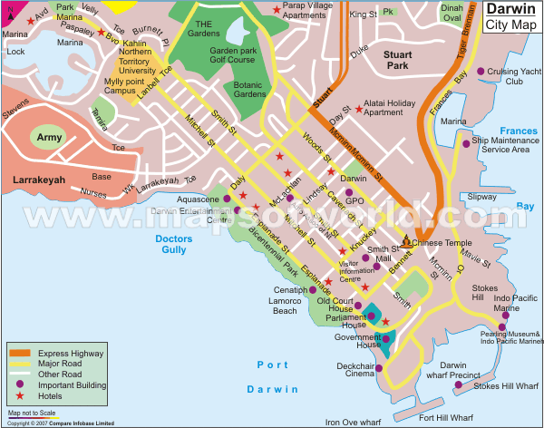 darwin downtown map