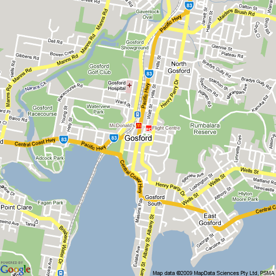 downtown map of Gosford