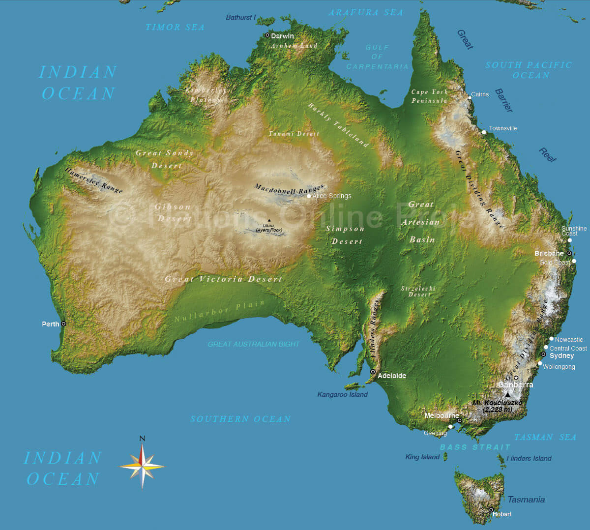 Australia Physical Map