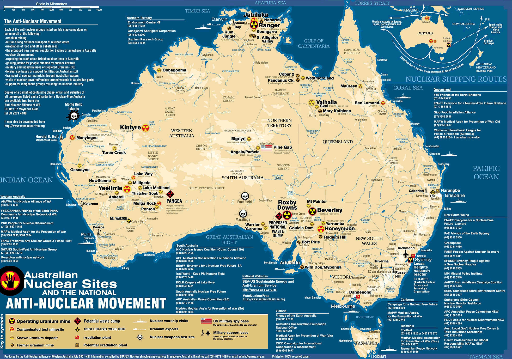 Australia nuclear sites and history map