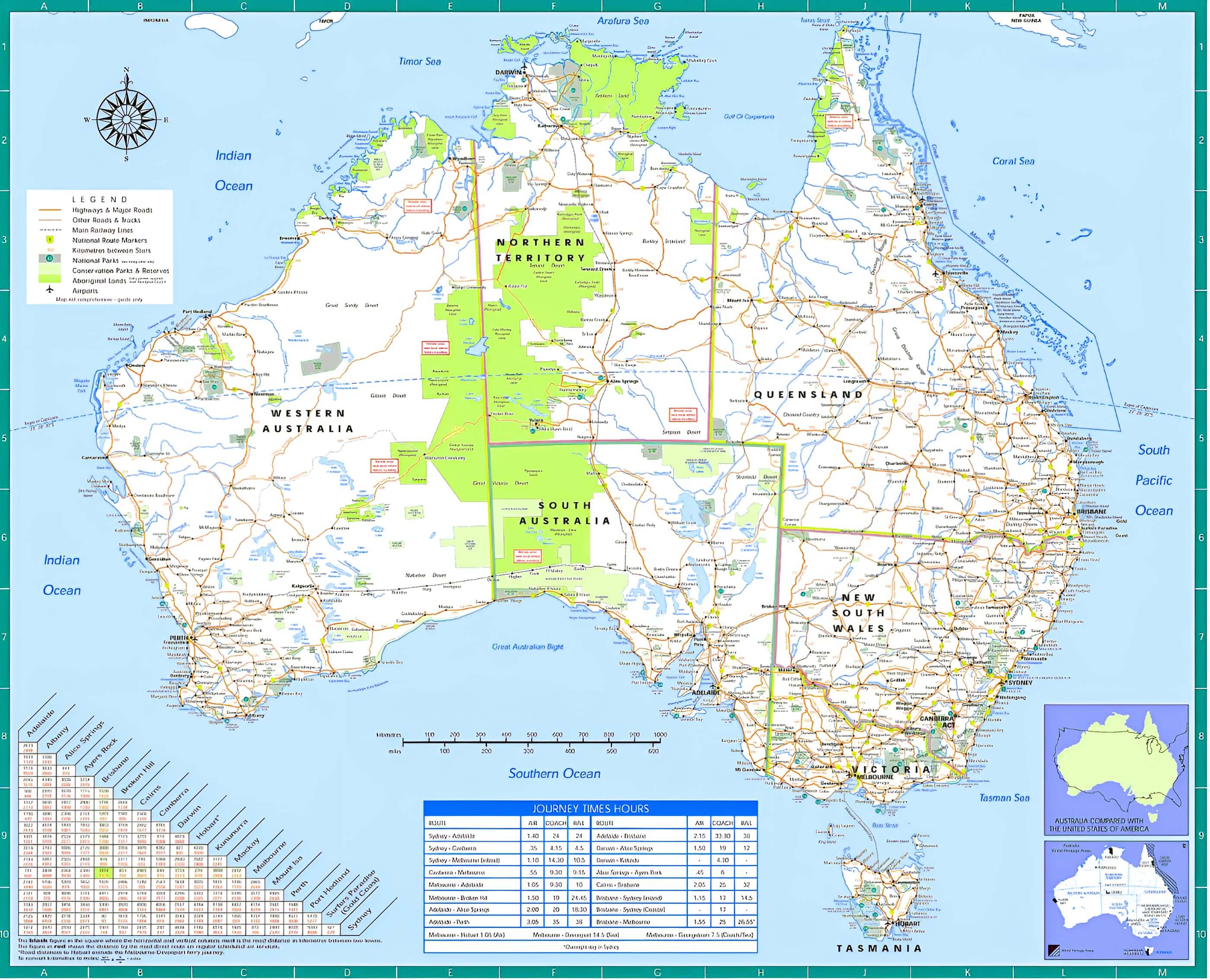 Australia road and transportation map