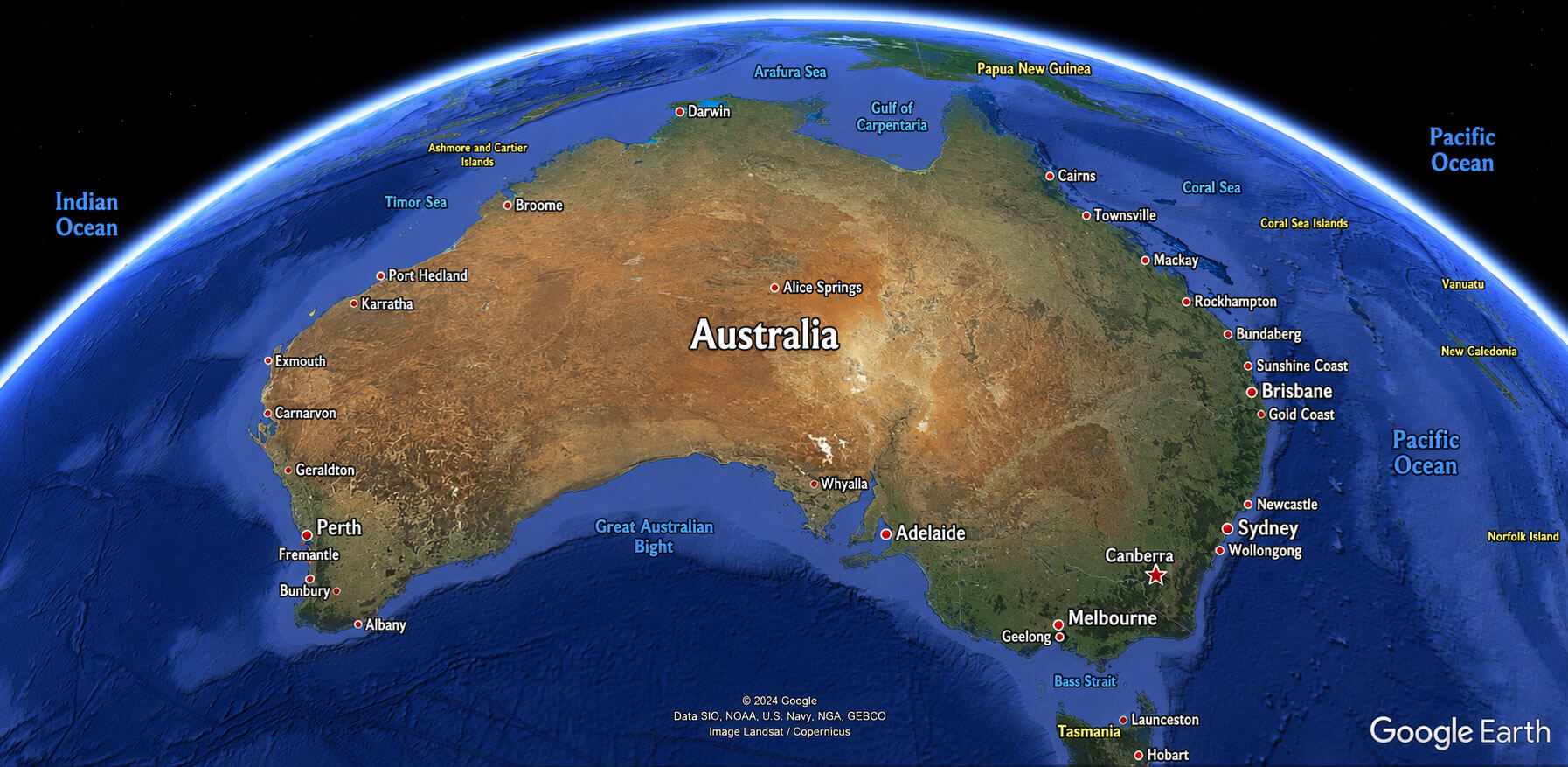Australia satellite Earth view map
